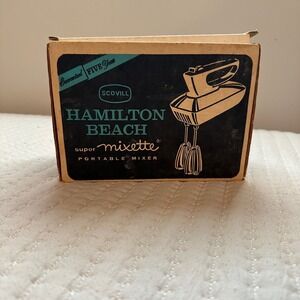 Vtg Hamilton Beach Super Mixette Hand Mixer Model 79 Cream/White Parts Nostalgia